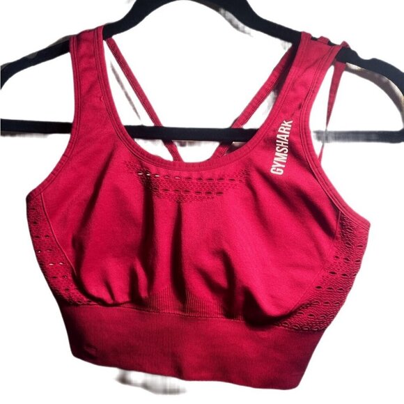 Gymshark energy seamless red athletic stretch lightweight athletic sports bra L - Picture 2 of 3